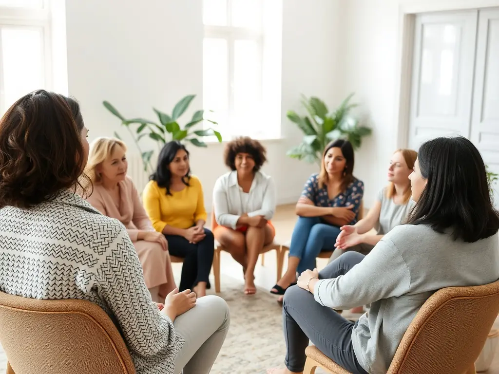 A counselor leading a prevention program session at VIRTUOZ ARENA, discussing responsible gaming habits and addiction awareness.