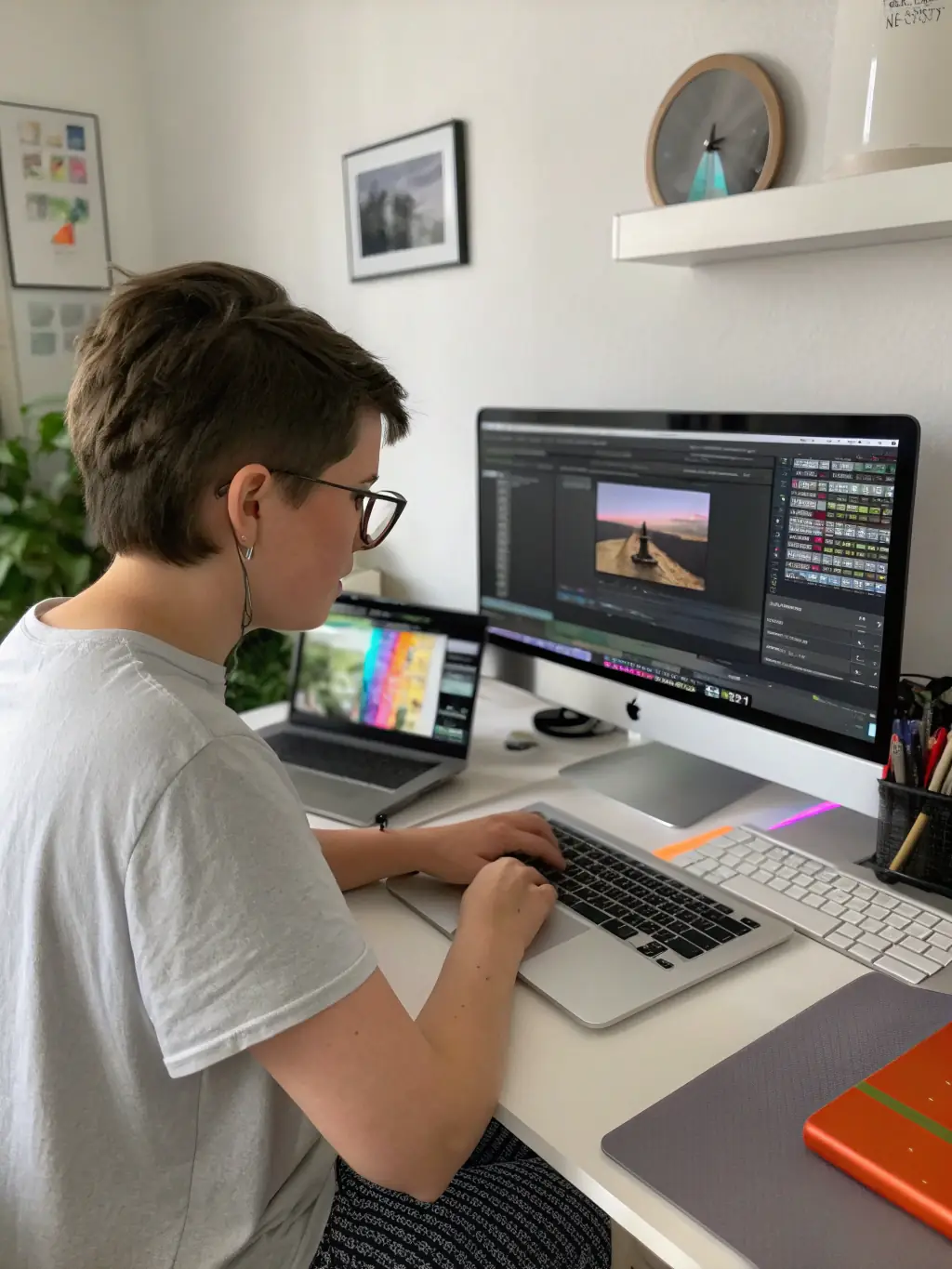 A young participant confidently using a computer during a VIRTUOZ ARENA digital literacy program, highlighting the skill-building opportunities.